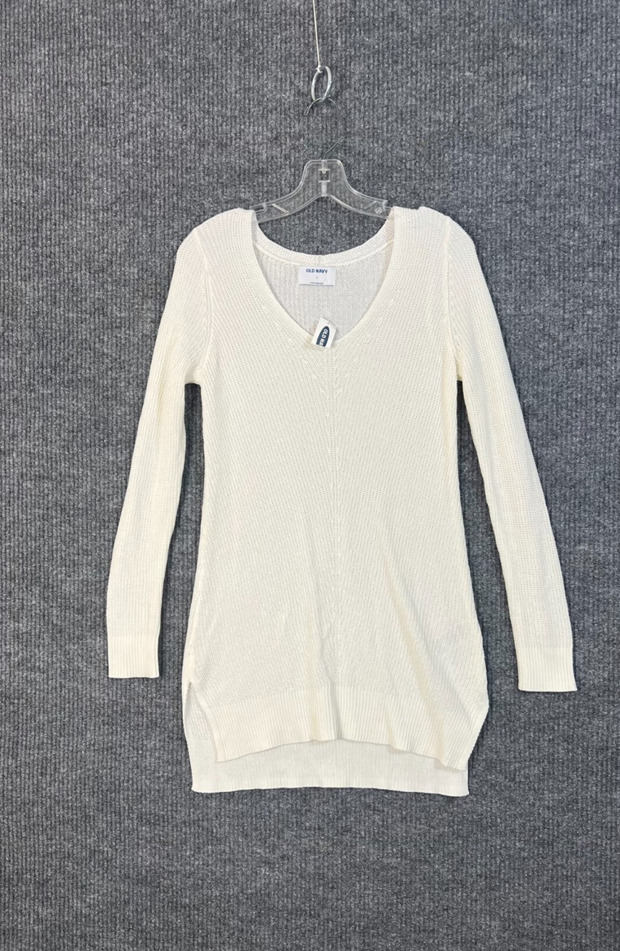 Old Navy Sweater Womens Small White Open Knit V Neck Boho Coastal Pullover
